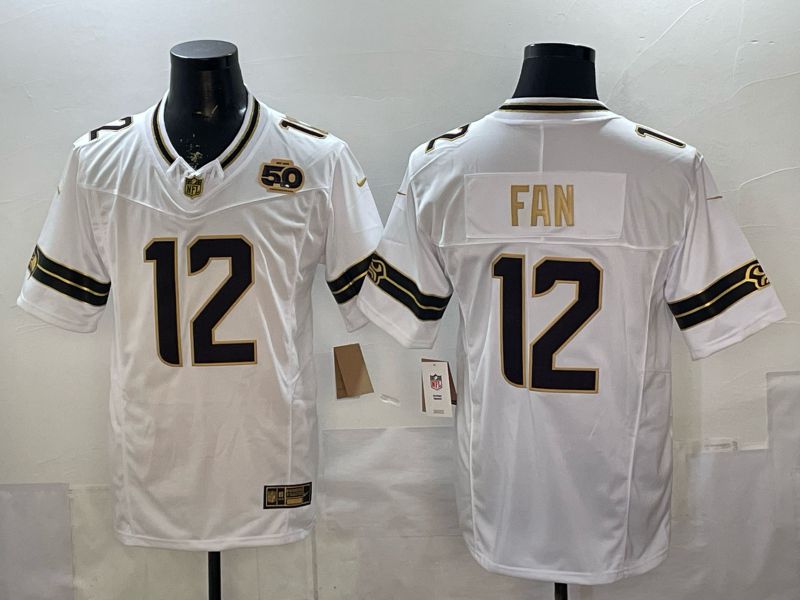 Men 2026 Seattle Seahawks #12 Fan White gold 3th generations Nike Limited NFL Jersey style 004